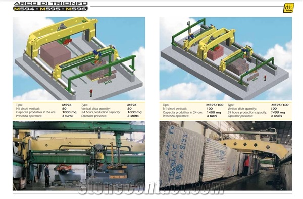 Pedrini Arco di Trionfo M 594HN-Z, M 595HT,M 595HN, M 596HT Horizontal granite block cutting unit