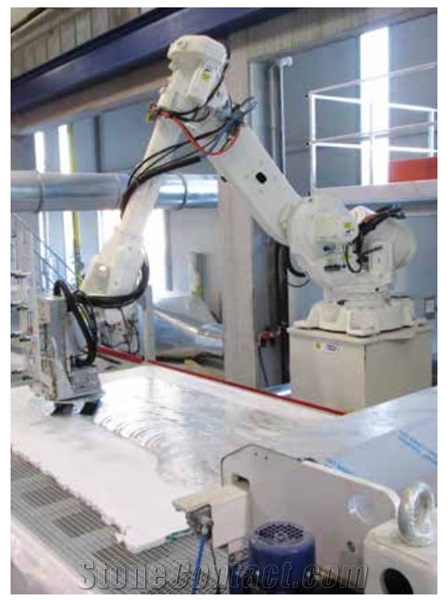 Pedrini Resin application with Robot for Marble and Granite Slabs
