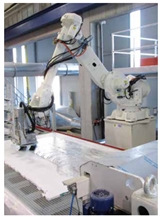 Pedrini Resin application with Robot for Marble and Granite Slabs Pedrini Resin application with Robot for Marble and Granite Slabs
