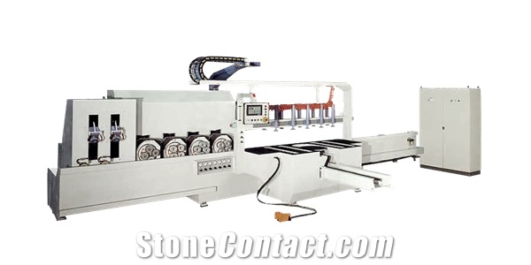 Comandulli HERCULES MULTI TP Automatic fixed bench edge polisher with moving spindle holding carriage, Flat profiles and chamfers