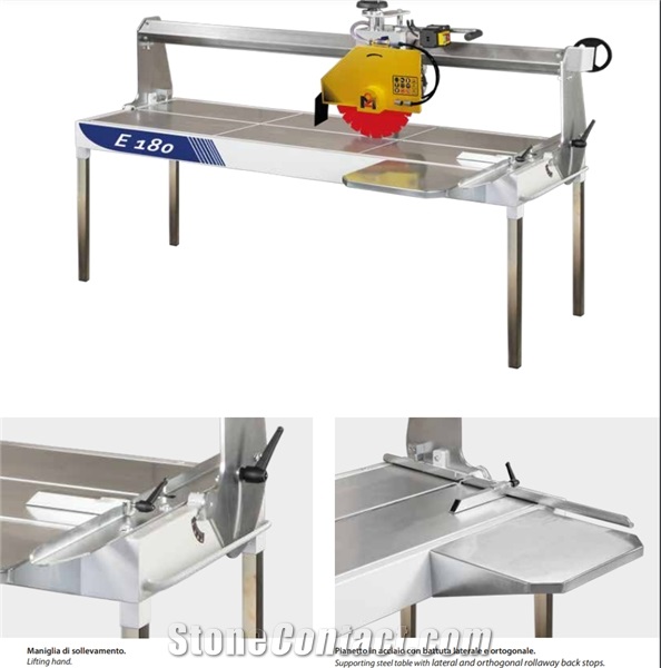 Euromec 130/180 Manual Bench Saw with Fixed Bridge for Cutting Marble, Granite, Quartz , Ceramic