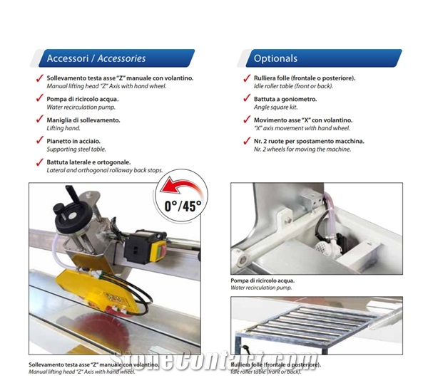 Euromec 130/180 Manual Bench Saw with Fixed Bridge for Cutting Marble, Granite, Quartz , Ceramic