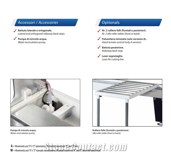 Euroslight 200/300 Bench Saw with Fixed Bridge for Cutting Marble, Granite, Quartz , Ceramic