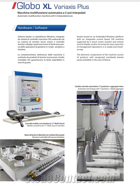 Globo Variaxis Plus XL 5 interpolated axis CNC Bridge Saw Machine