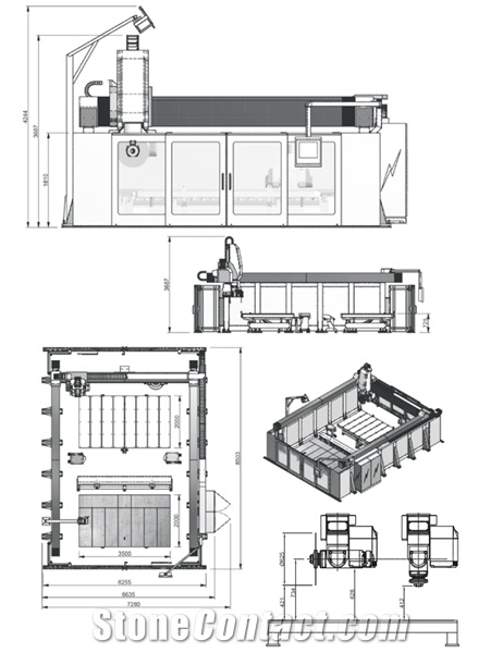 Globo Variaxis Plus XL 5 interpolated axis CNC Bridge Saw Machine