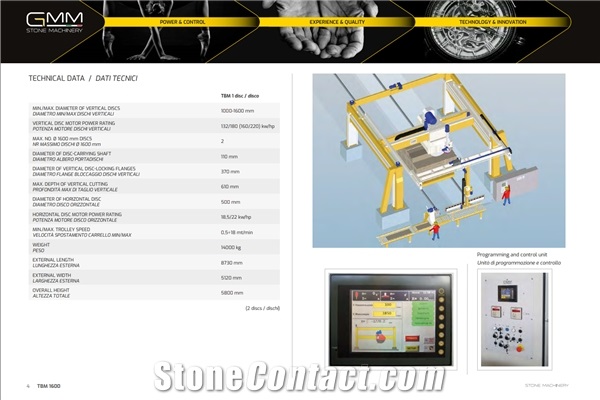 TBM 4 Column Single or Double Marble Block Cutter