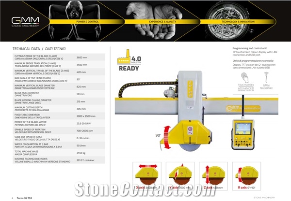 TECNA 36 TS3 Automatic CNC Bridge Saw Machine