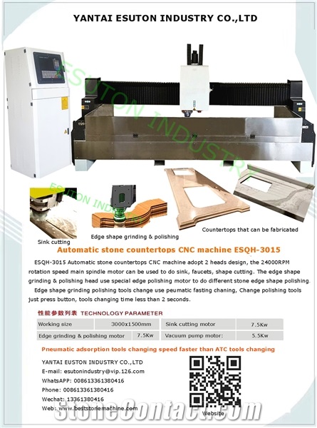 AUTOMATIC STONE COUNTERTOPS CNC MACHINE ESQH-3015