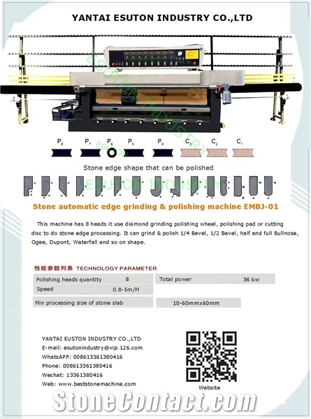   Esuton automatic stone edge/ profile grinding polishing machine