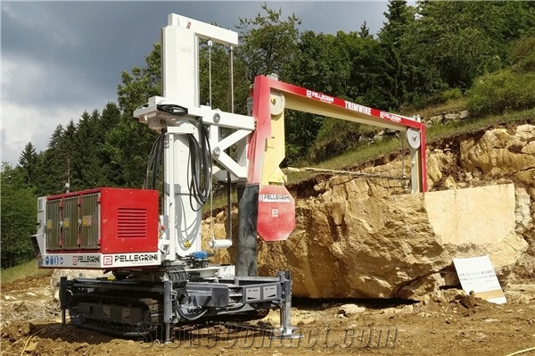 TRIMWIRE Mobile single wire saw for squaring and cutting thick slabs of marble and granite
