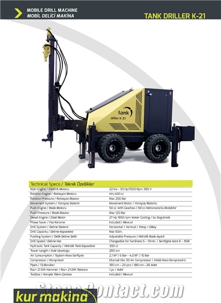 TANK DRILL K21 Mobile Quarry Driller