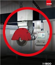 K 900 CNC bridge saw with tilting head and 5 interpolated axes
