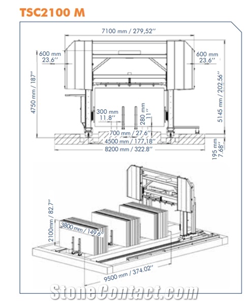 TSC2100 M Diamond Wire Saw Machine - Single Wire Block Squaring Machine