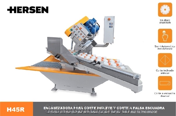 H45R Cross cutting machine with single blade, swivel table and tilting bridge