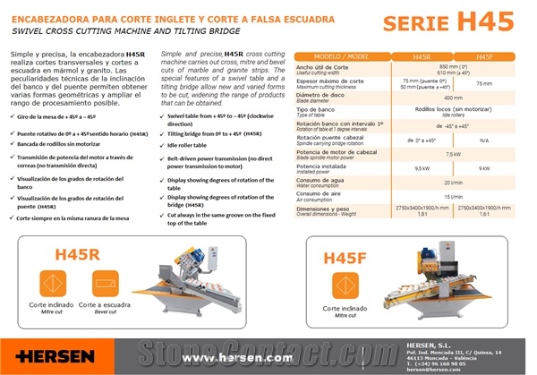 H45R Cross cutting machine with single blade, swivel table and tilting bridge
