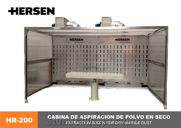 Dust extraction booth for dry marble dust