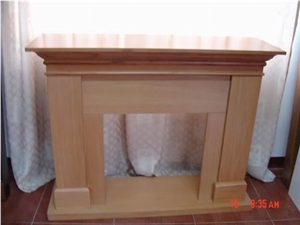 Beige Limestone Fireplace