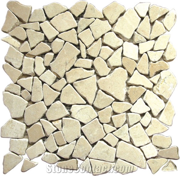 Beige Travertine Tumbled Mosaic
