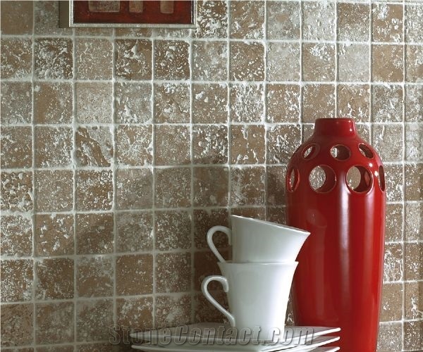 Noce Travertine Wall Mosaic