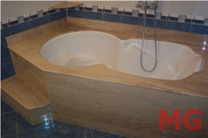 Beige Travertine Bathtub Surround