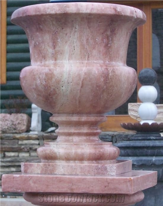 Mahallat Pink Travertine Flower Pot