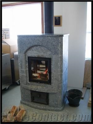 Grey Soapstone Fireplace
