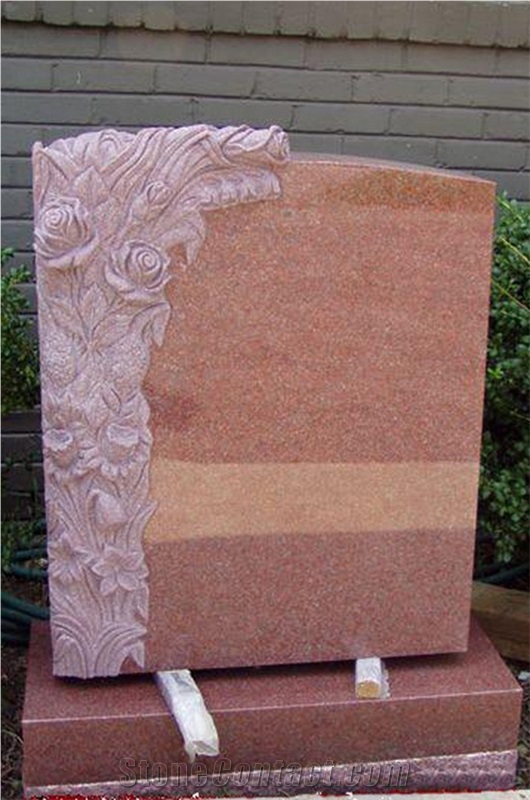 Red Granite Covering Tombstone and Monument