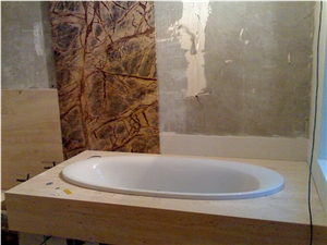 Travertine and Marble Bathtub Surround