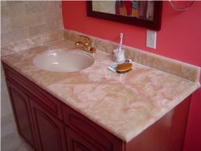 India Pink Onyx Vanity Top