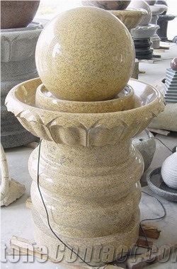 Yellow Granite Ball Fountain