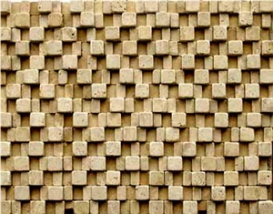 Beige Travertine Tumbled Cubic Mosaics Mt-192