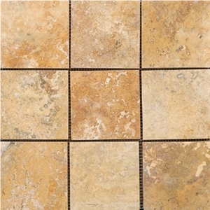 Golden Yellow Travertine Slabs & Tiles, Turkey Yellow Travertine