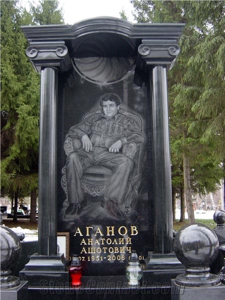 Black Granite Tombstones,Engraved Monument