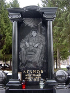 Black Granite Tombstones,Engraved Monument