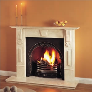 Beige Travertine Fireplace