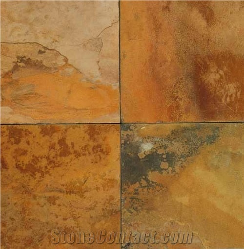 Golden Sand Slate Slabs & Tiles, China Yellow Slate