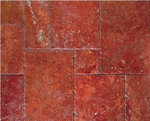 Rosso Persia Antiqued Travertine Pattern