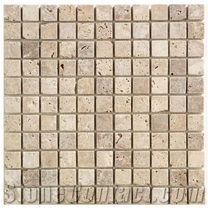 Noce Travertine Mosaic, Beige Travertine Mosaic