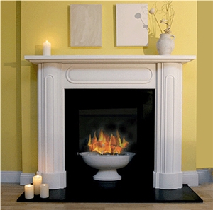 Indoor Fireplace - Edwardian Curved, Caliza Paloma Stone Indoor Fireplace - Edwardian Curved, Caliza Paloma Stone