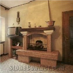 Persichino Di Prun Lessinia Stone Fireplace, Pietra Di Lessinia Rosa Pink Limestone Fireplace