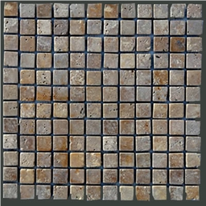 Brown Travertine Mosaic 1x1
