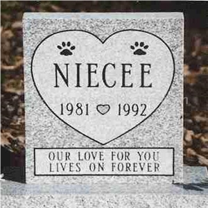 China White Granite Pet Tombstone