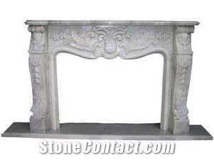 Decorative Fireplace LC-00, White Marble Fireplace