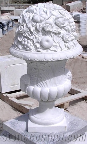 White Marble Planter Top