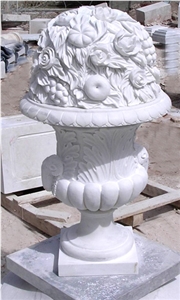 White Marble Planter Top