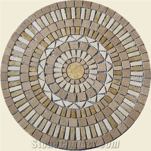 Noce Travertine Mosaic Round Medallion