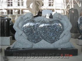 Blue Pearl Granite Memorials,Heart Tombstone,Angel Monument