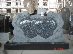 Blue Pearl Granite Memorials,Heart Tombstone,Angel Monument