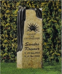 Bavarian Gold Limestone and Abso9lute Black Granite Gravestone