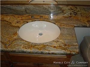 Vanity Top Installation, Yellow Granite Vanity Top